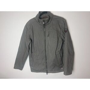 ROOTS CANADA Gray Coat Jacket Mens Size Small Zips Fleece Lined Wind Blocker EUC